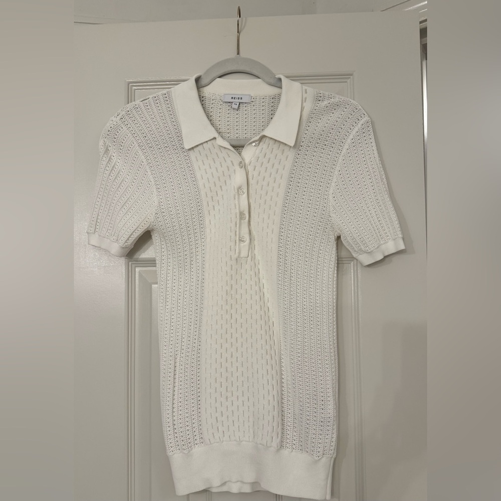Reiss Cream Textured Knit Top